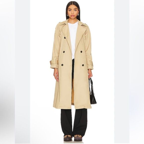 NWT Lovers and Friends Rachel Ridley Trench Coat Beige khaki belted Revolve M - Picture 2 of 13